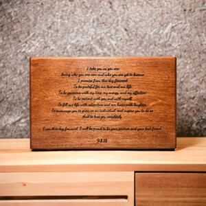 &#8220;I Take You As You Are&#8221;: A Custom Wood Engraved Sign That Speaks Volumes